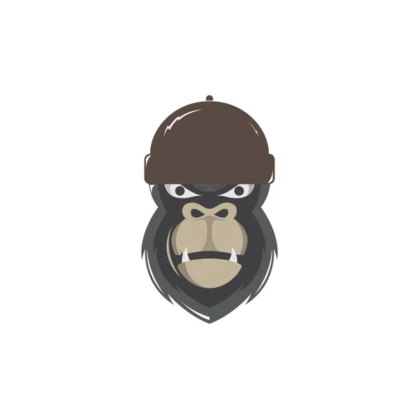 Cool Face Gorilla Hat Logo Design Vector Graphic Symbol Icon — Stock Vector