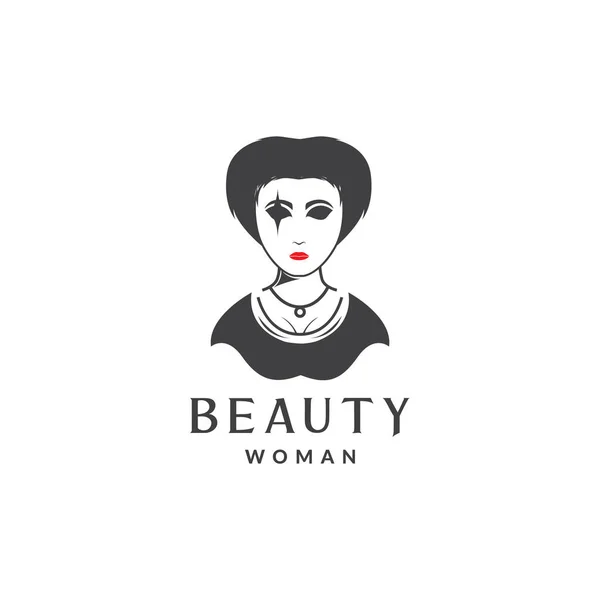 Woman Face Scare Logo Design Vector Graphic Symbol Icon Sign — Stock Vector