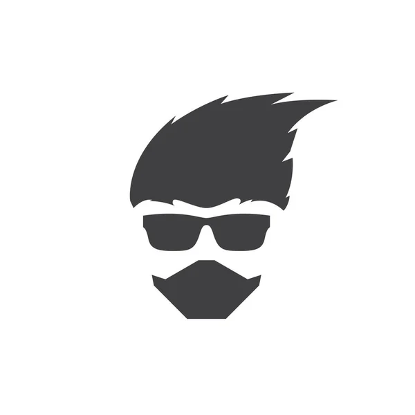 Face Man Hair Style Cool Mask Sunglasses Logo Design Vector — Stockvektor