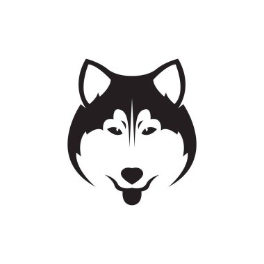 izole edilmiş yüz siyah kurt veya Sibirya kurt logosu tasarım vektör grafik simgesi simgesi çizim yaratıcı fikir