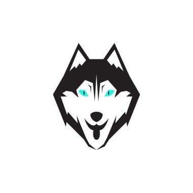 izole edilmiş siyah Sibirya Husky logosu tasarım vektör grafik simgesi simgesi çizim yaratıcı fikir