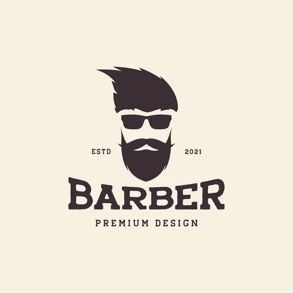 Cool Man Kapsel Met Baard Zonnebril Logo Ontwerp Vector Grafisch — Stockvector