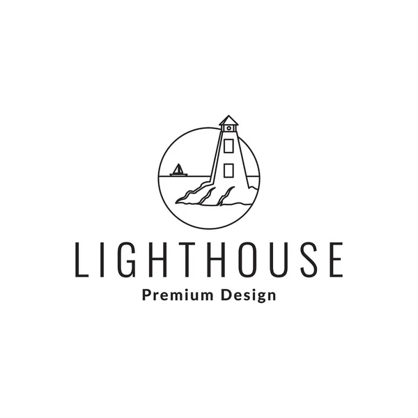 Line Lighthouse Seaside Logo Design Vector Graphic Symbol Icon Sign — стоковый вектор