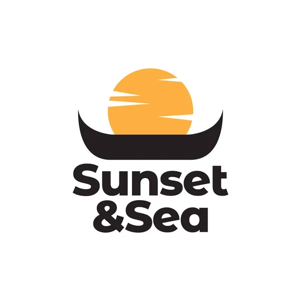 Wood Boat Sunset Logo Design Vector Graphic Symbol Icon Sign — Vetor de Stock