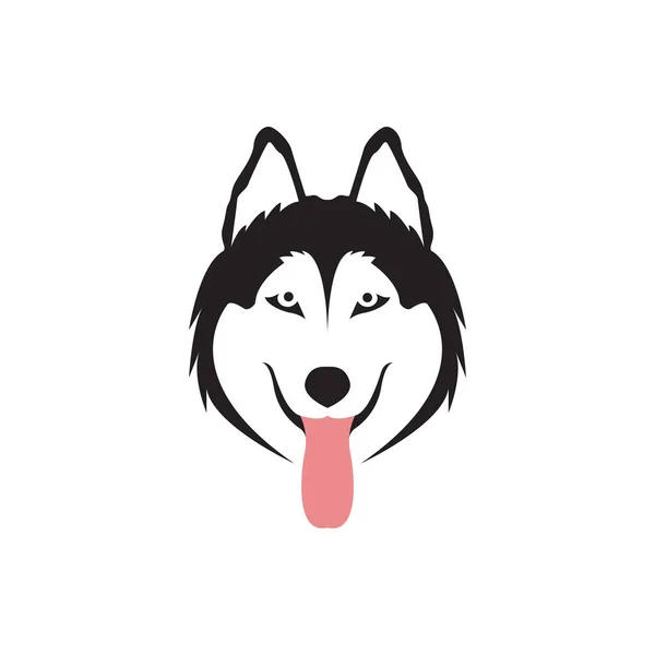 Face Black Siberian Husky Tongue Logo Design Vector Graphic Symbol — Stock Vector