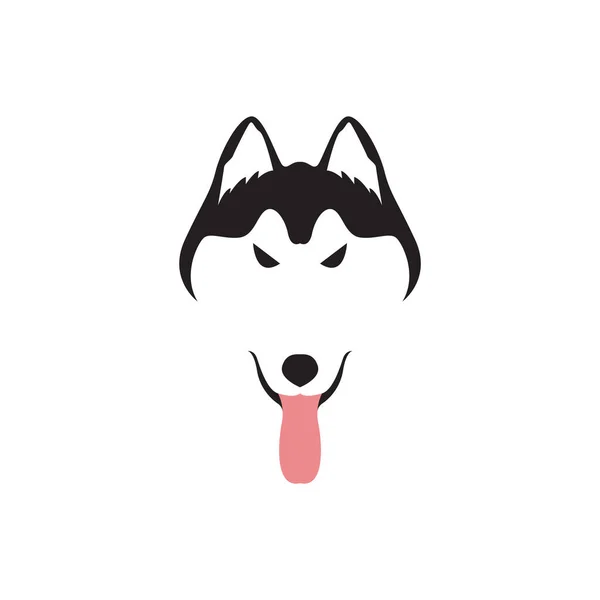 Black Siberian Husky Tongue Logo Design Vector Graphic Symbol Icon — Stock Vector