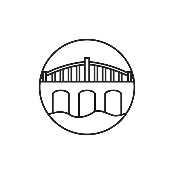 Puente Línea Con Logotipo Presa Diseño Vectorial Símbolo Gráfico Icono — Archivo Imágenes Vectoriales