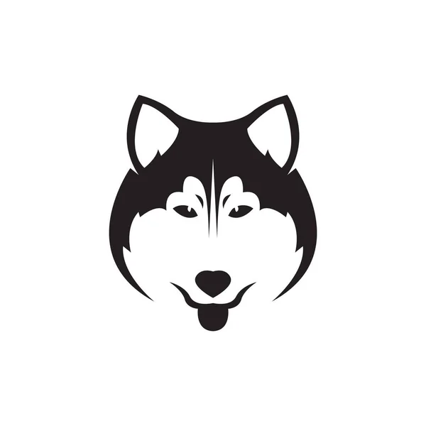 Isolated Face Black Wolf Siberian Husky Logo Design Vector Graphic — Stock Vector