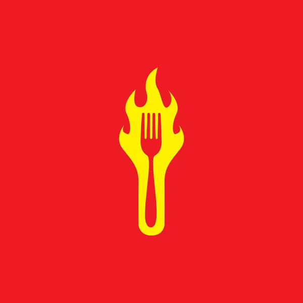Fork Fire Logo Design Vector Graphic Symbol Icon Sign Illustration — Stock Vector