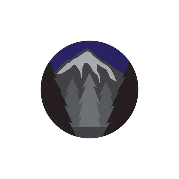 Montanha Noturna Com Pinheiros Árvore Floresta Logotipo Design Vetor Gráfico — Vetor de Stock
