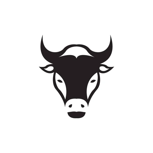 Testa Nera Semplice Mucca Logo Design Vettoriale Simbolo Grafico Icona — Vettoriale Stock