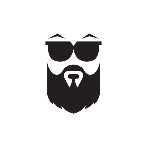 Старий Круте Обличчя Бородою Сонцезахисними Окулярами Дизайн Логотипу Векторний Графічний — стоковий вектор