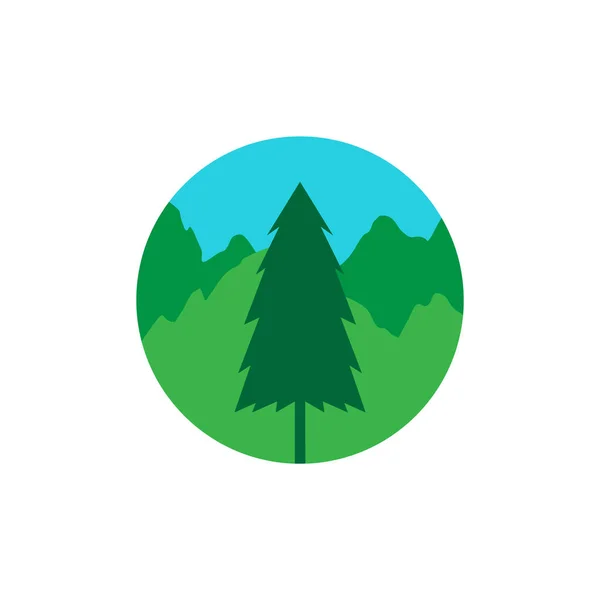 Circle Pines Trees Green Abstract Forest Logo Design Vector Graphic — стоковый вектор