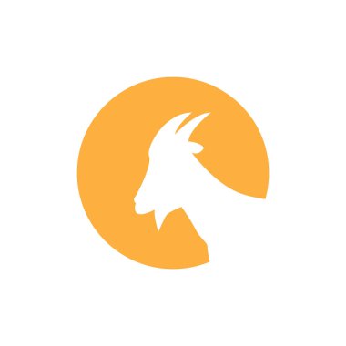 baş keçi logosu tasarım vektör grafik simgesi simgesi çizim yaratıcı fikir ile daire gün batımı