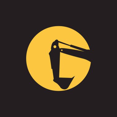 Kazı logosu tasarımı vektör grafik simgesi simgesi tabela çizimi yaratıcı fikri ile çember gün batımı