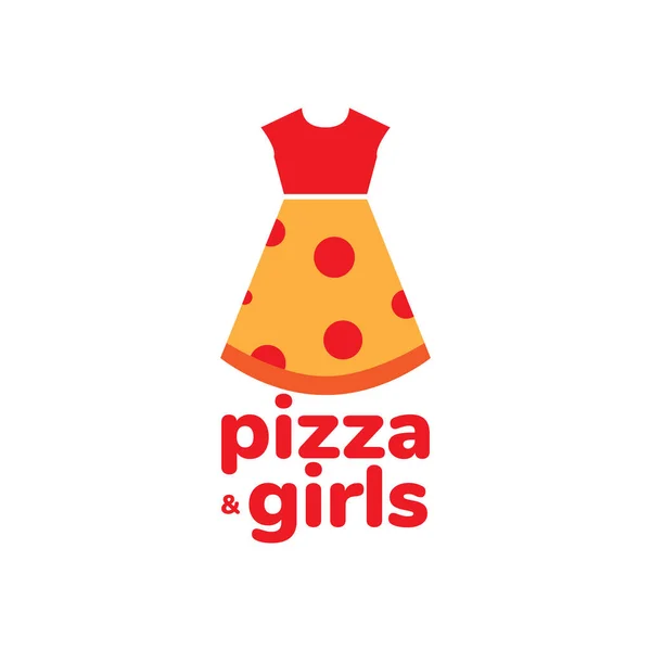 Dívka Šaty Logem Pizza Design Vektor Grafický Symbol Ikona Znak — Stockový vektor