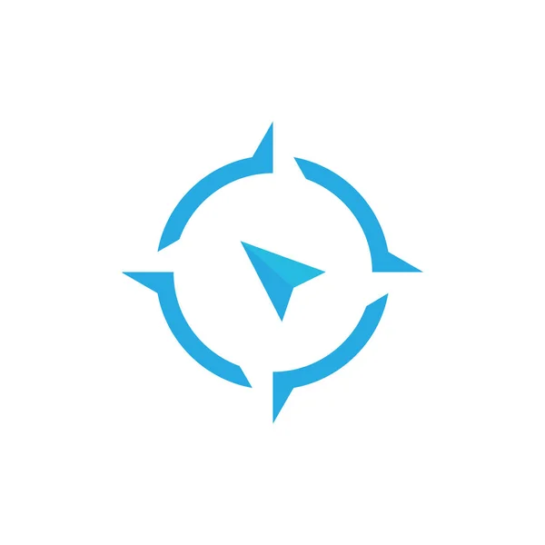 화살표 로고가 파란색 컴퍼스 디자인 그래픽 아이콘 크리에이티브 아이디어 — 스톡 벡터