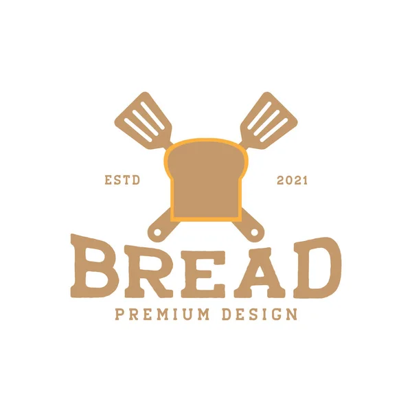 Vintage Cross Spatula Bread Logo Design Vector Graphic Symbol Icon — Wektor stockowy