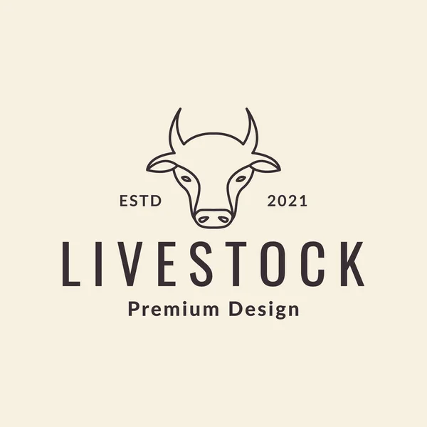Cara Vaca Ganado Hipster Logo Diseño Vector Gráfico Símbolo Icono — Vector de stock