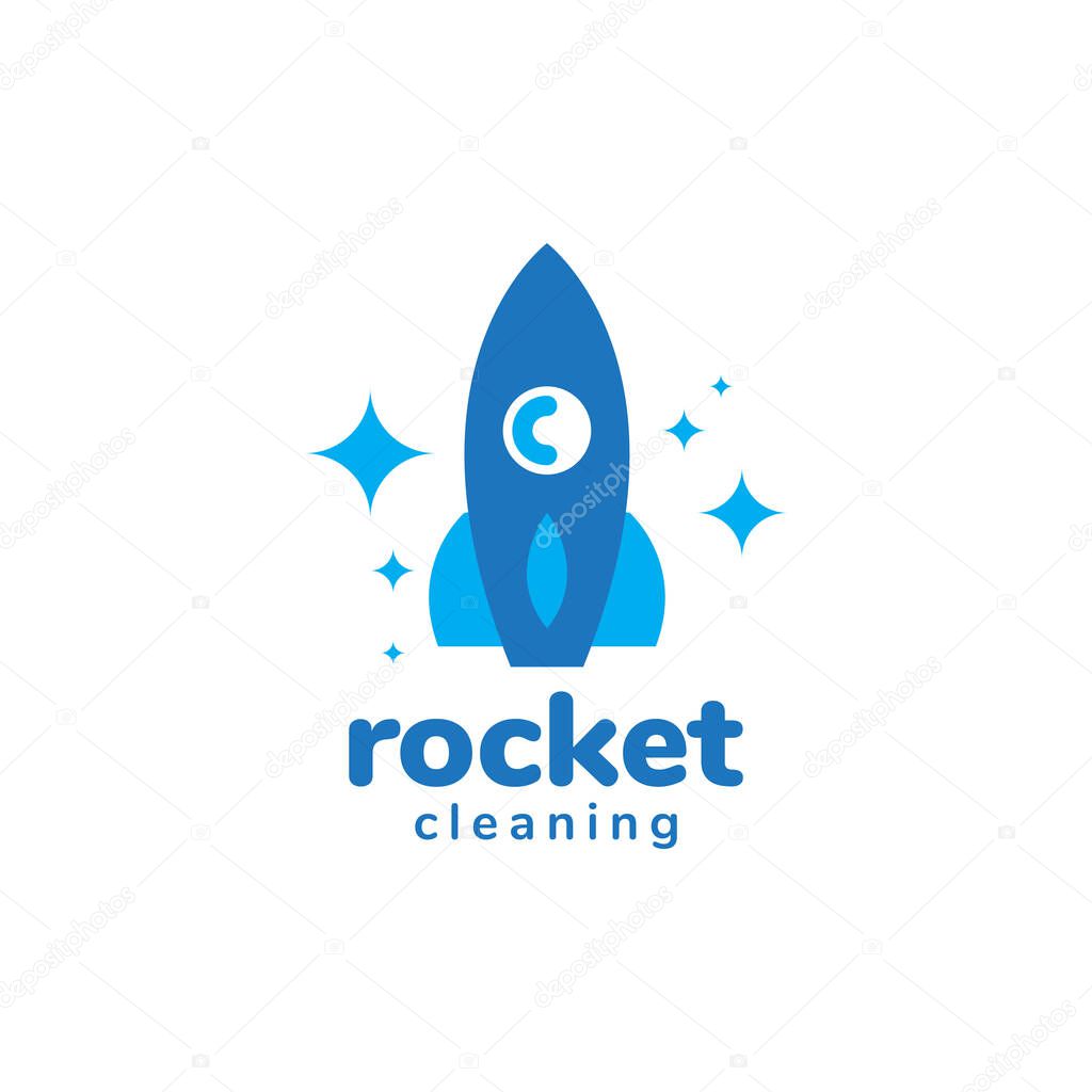 rocket blue launch clean logo design vector graphic symbol icon sign illustration creative idea