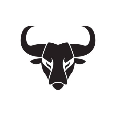 yüz siyah inek güçlü logo tasarım vektör grafik simge işaret çizim yaratıcı fikir