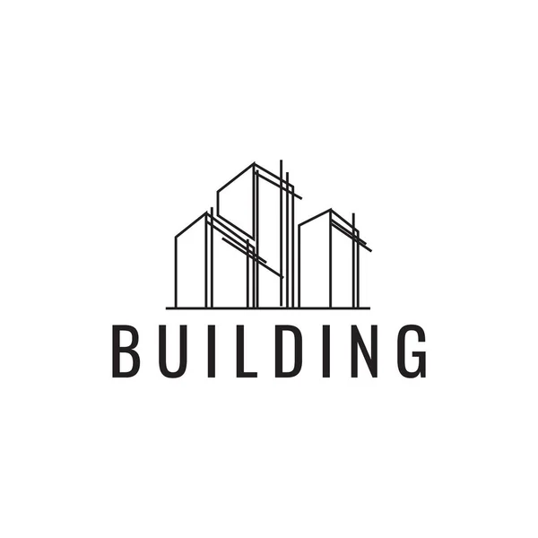 Minimalist Building Structure Line Logo Design Vector Graphic Symbol Icon — Vetor de Stock