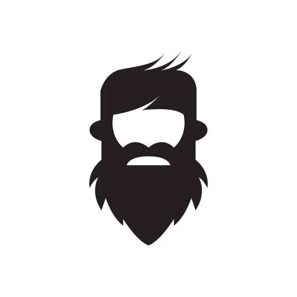 Silhouette Face Man Cool Beard Mustache Logo Design Vector Graphic — 图库矢量图片