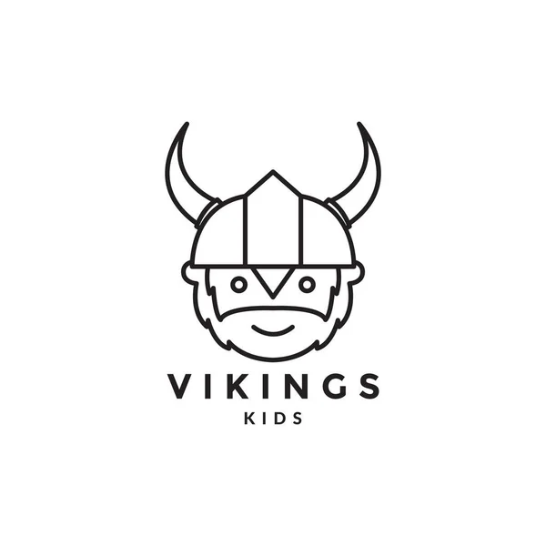 Tvář Roztomilý Chlapec Viking Logo Design Vektor Grafický Symbol Ikona — Stockový vektor