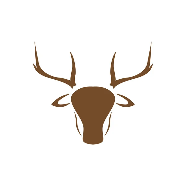Baş Sika Geyik Kahverengi Logo Tasarımı Vektör Grafik Simgesi Simgesi — Stok Vektör
