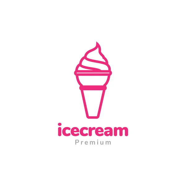 Line Vanilla Ice Cream Cone Logo Design Vector Graphic Symbol — Stockvektor