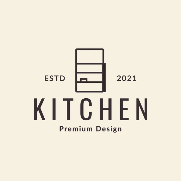 Cozinha Armário Linha Hipster Logotipo Design Vetor Gráfico Símbolo Ícone — Vetor de Stock