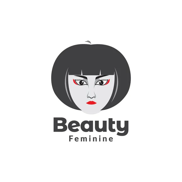 Girl Beauty Short Hair Logo Design Vector Graphic Symbol Icon — Stockvektor