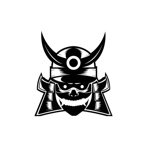 Black Mask Shogun Samurai Logo Design Vector Graphic Symbol Icon — стоковый вектор