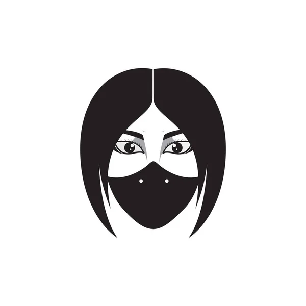 Face Cool Woman Mask Logo Design Vector Graphic Symbol Icon —  Vetores de Stock