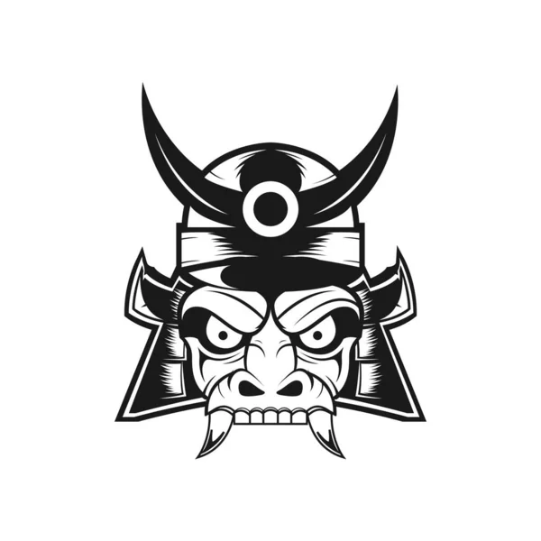 Face Mask Samurai Shogun Demon Logo Design Vector Graphic Symbol — Stock Vector