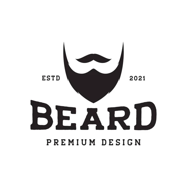 Vintage Face Beard Mustache Logo Design Vector Graphic Symbol Icon — Stock vektor
