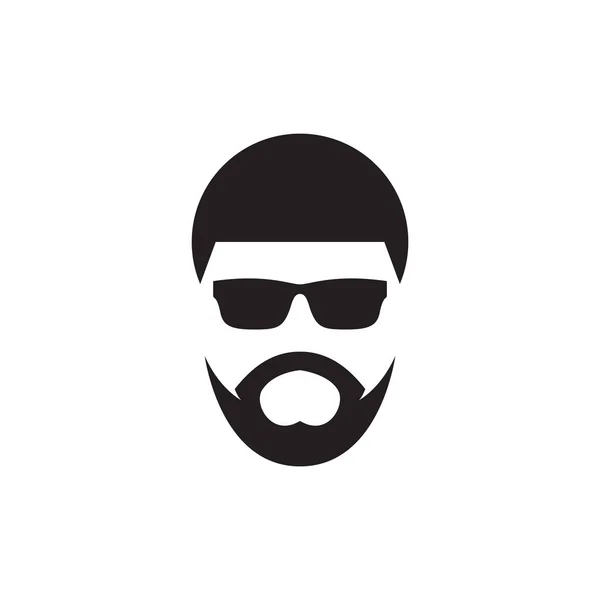 Mann Frisur Cool Mit Bart Und Sonnenbrille Logo Design Vektor — Stockvektor