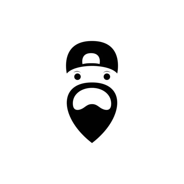 Cool Man Face Beard Disappointed Logo Design Vector Graphic Symbol — Vettoriale Stock