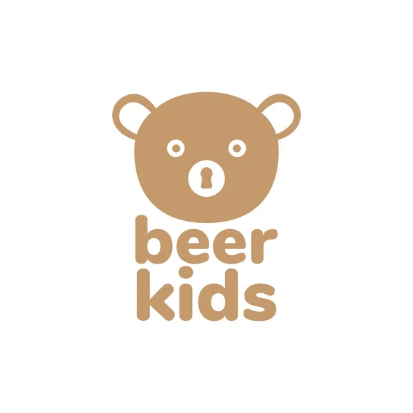 Schattig Gezicht Baby Beer Bruin Logo Ontwerp Vector Grafisch Symbool — Stockvector