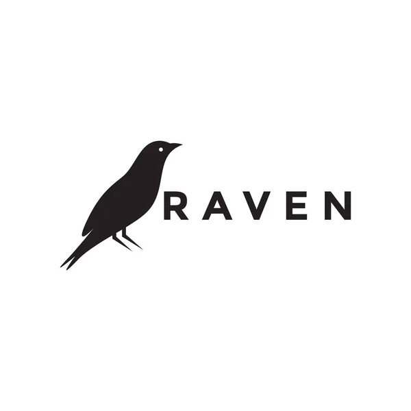 Silhouette Simple Black Raven Bird Logo Design Vector Graphic Symbol — Stock vektor