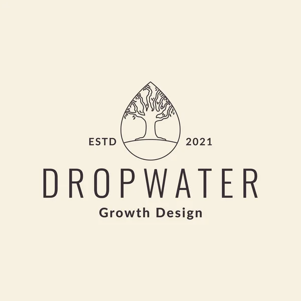Hipster Drop Water Met Grote Boom Logo Ontwerp Vector Grafisch — Stockvector