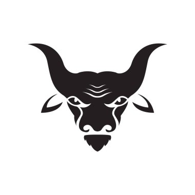 Siyah güçlü öküz logosu tasarım vektör grafik simgesi işaret çizimi yaratıcı fikri ile yüzleş