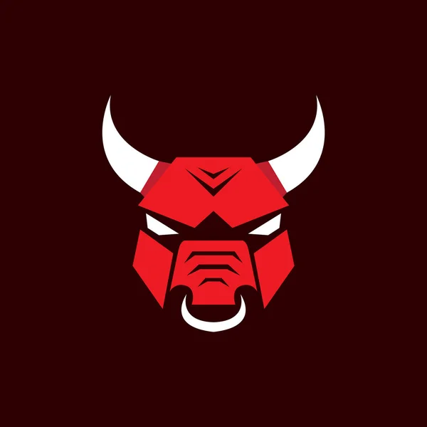 Bull Red Face Strong Angry Logo Design Vector Graphic Symbol — Stockvektor