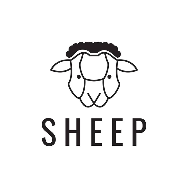 Faccia Minimale Pecore Cartone Animato Logo Design Vettoriale Simbolo Grafico — Vettoriale Stock