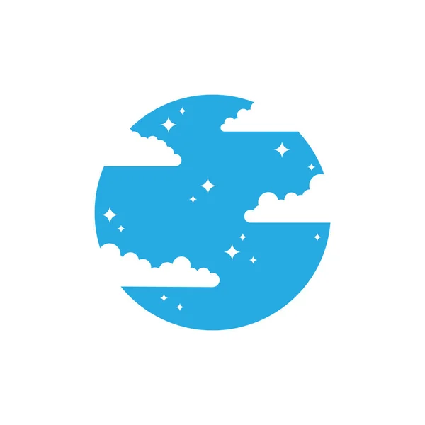 Kruh Modrou Oblohou Mraky Den Logo Design Vektor Grafický Symbol — Stockový vektor