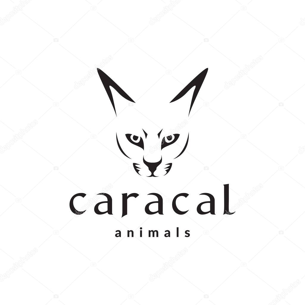 Face black caracal cat logo design vector graphic symbol icon sign illustration creative idea