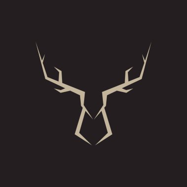 İzole edilmiş baş geyik başı minimal logo tasarımı vektör grafik simgesi simgesi gösterim yaratıcı fikir