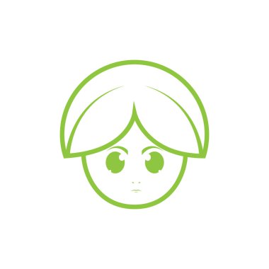 baş çocuklar yaprak saç logosu tasarım vektör grafik simgesi simge çizim yaratıcı fikir