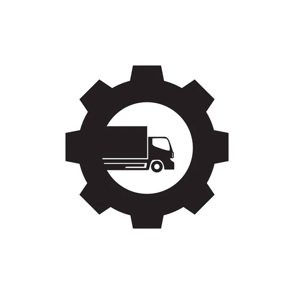 トラック隔離されたロゴデザインベクトルグラフィックシンボルアイコンサインイラスト創造的なアイデアとギアサービス — ストックベクタ