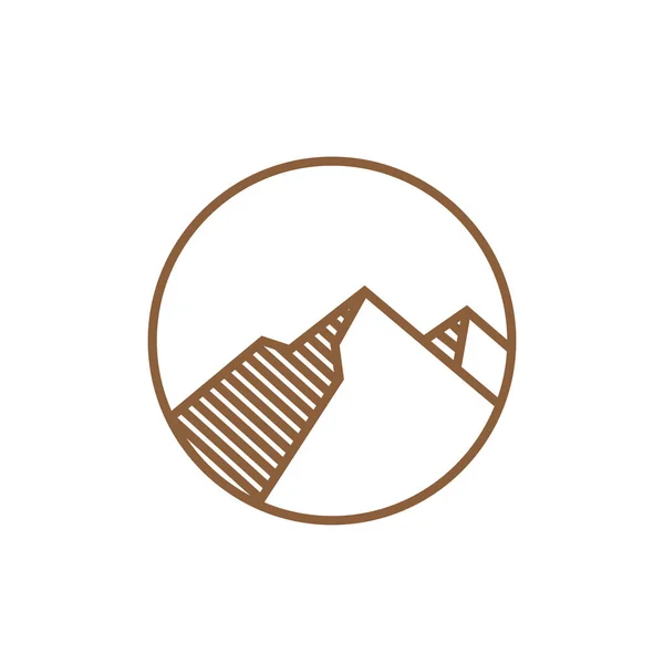 Lijn Vintage Woestijn Heuvel Logo Ontwerp Vector Grafisch Symbool Pictogram — Stockvector
